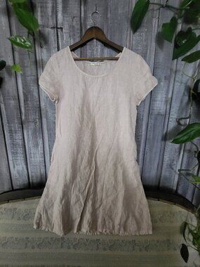 Italian Linen Shift Dress Pink L Terzo Millennio